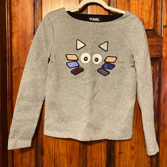 Karl Lagerfeld Plexi Choupette Cat Sweatshirt Crewneck Top Kitty Kitten Face (S) - Picture 2 of 8